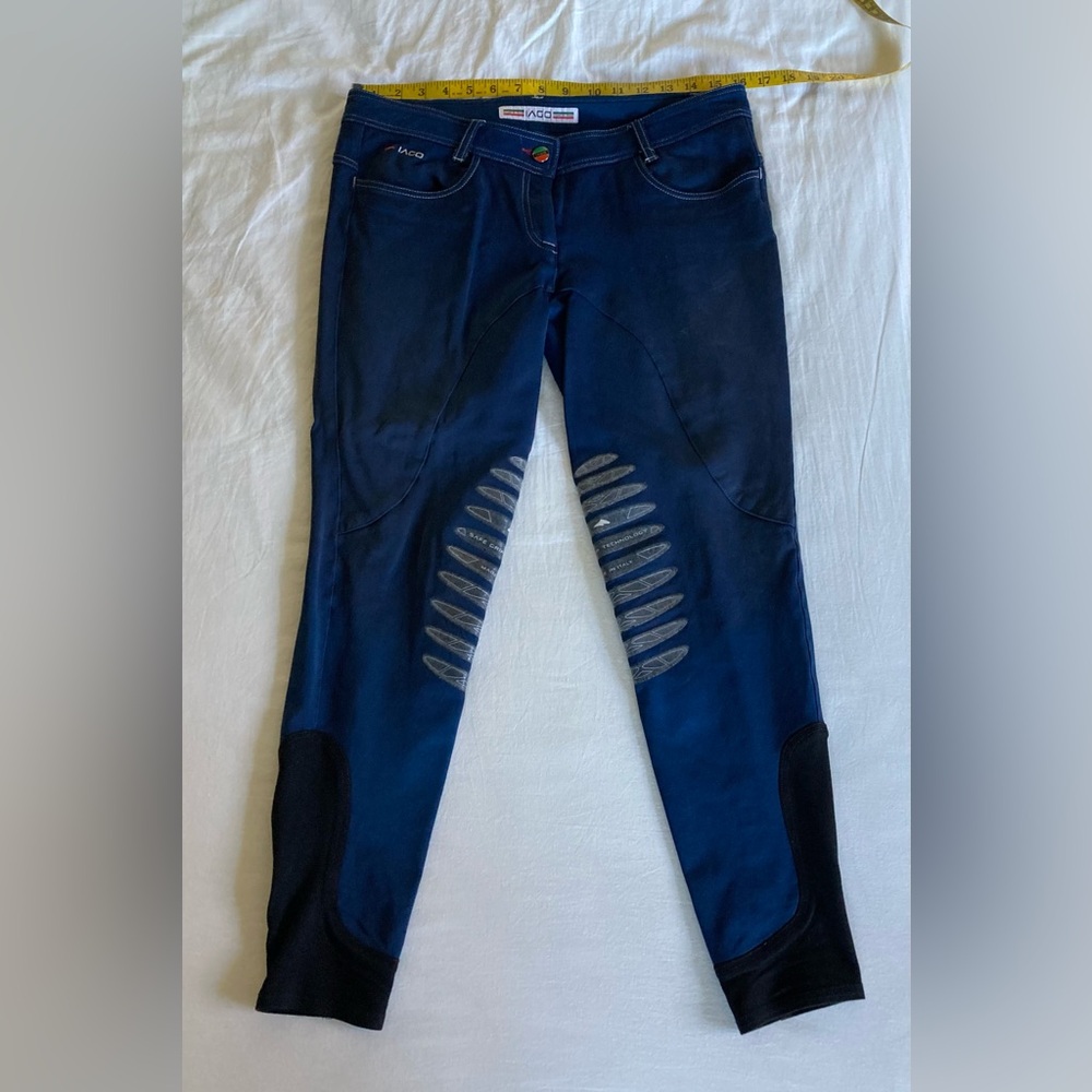 IAGO Navy Blue Silicone Knee Patch Breeches Riding pants Size IT44